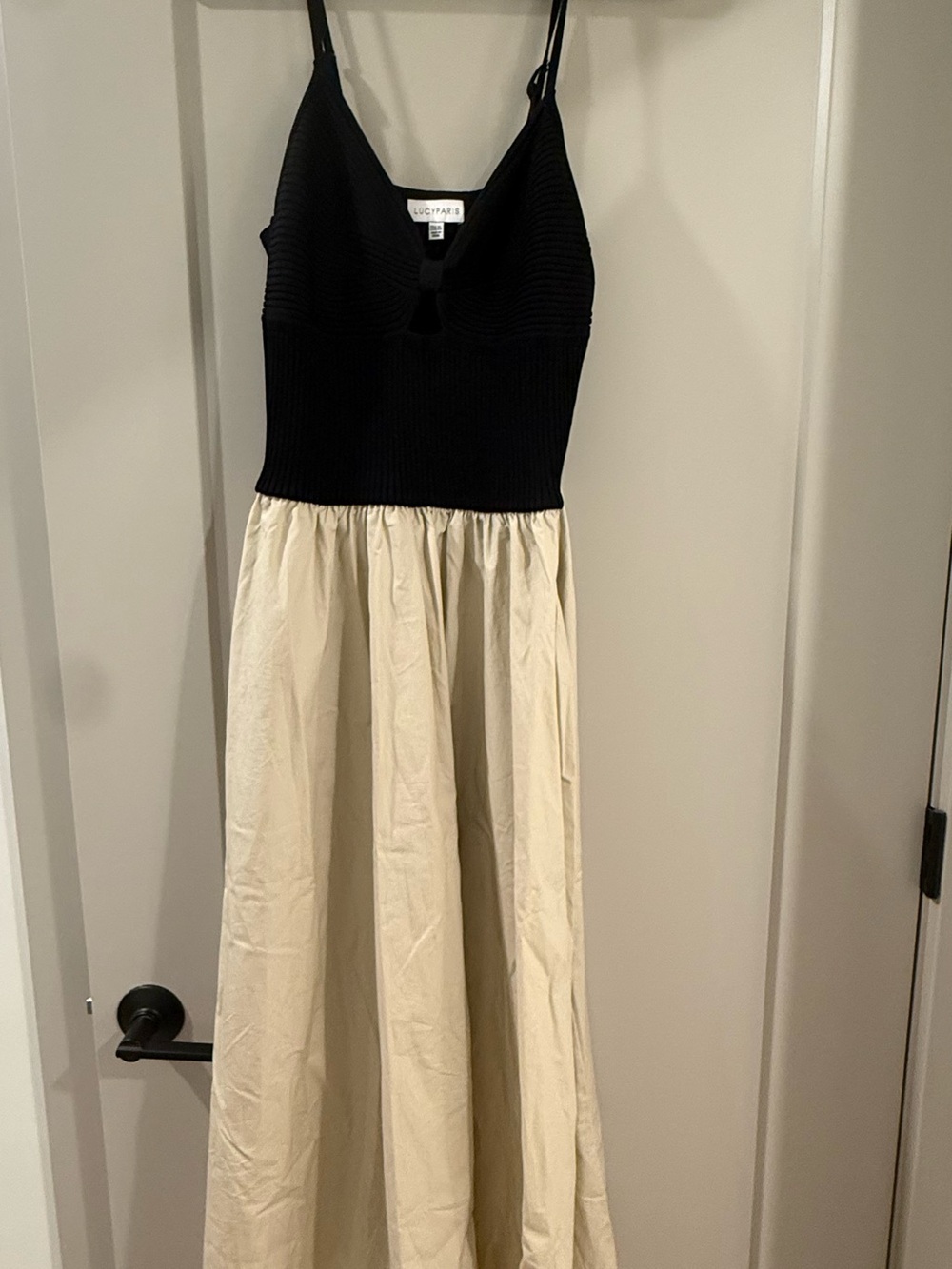 Lucy Paris Black & Cream Spaghetti Strap Girls' Dress